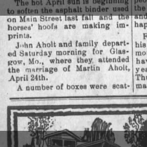 John Aholt attends Martin Aholt wedding 1917
