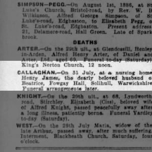 Obituary for Henry CALLAGHAN