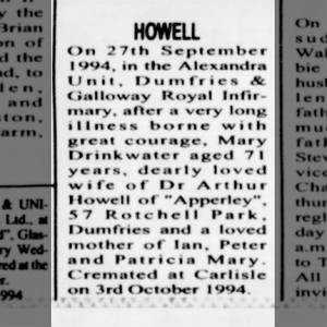 Obituary for Mary HOWELL
