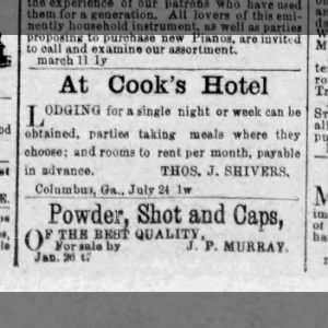 Shivers running Cook's Hotel?
