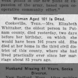 Obituary for Elizabeth Whittaker