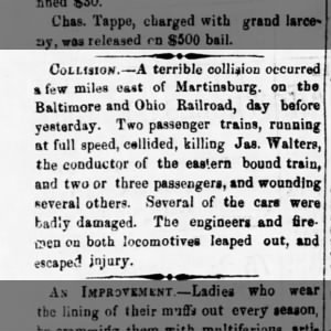 Baltimore & Ohio Railroad Collision