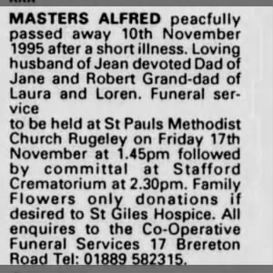Obituary for ALFRED MASTERS