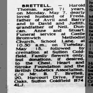 Obituary for Harold BRETTELL