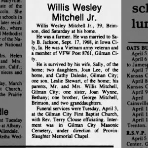 Obituary for Willis Wesley Mitchell Willis Jr