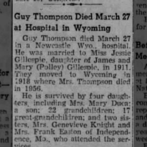 Guy Thompson Death Notice