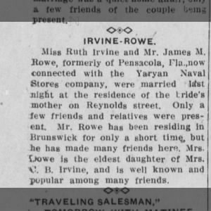 Marriage of Irvine / Rowe