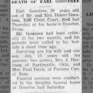 Obituary for Earl GOOSTREE