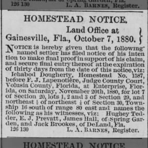 Witness for a homestead claim in Volusia County, FL
