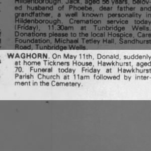 Obituary for Donald WAGHORN