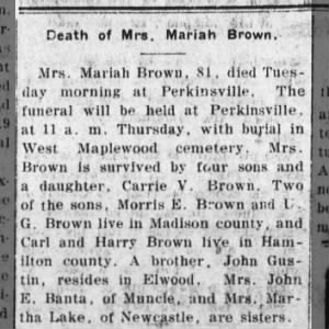 Obituary for Marian Brown