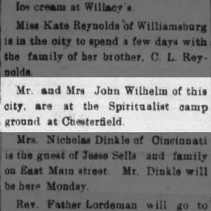 Mr. and Mrs. John Wilhelm went camping