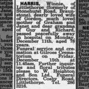 Obituary for Winnie HARRIS