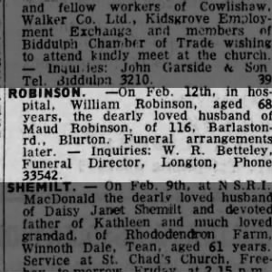 Obituary for William ROBINSON