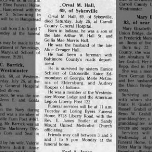 Obit for Orval Hall
