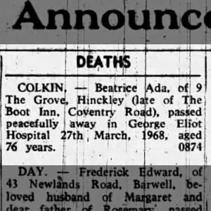 Beatrice Ada Heward Colikin death