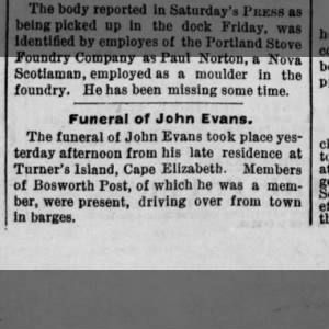 John Evans funeral announcement