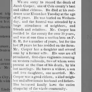 Jacob O Cooper obituary