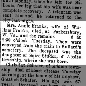 Annie Franks - obituary