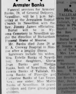 Obituary for Armster Banks
