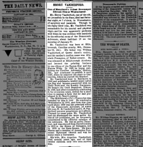 Henry Vanderford; 29 Jan 1894; The Daily News; 3