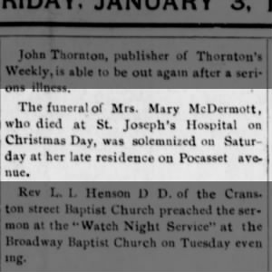 Mary McDermott funeral