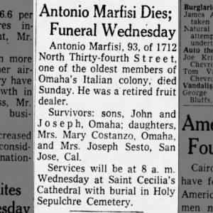 Obituary for Antonio Marfisi