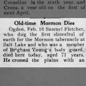 Fletcher, Samuel (1839-1910) Death Notice (Pt 1)