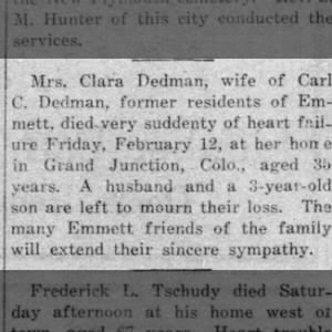Obituary for Clara Dedman