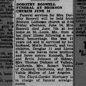 Obituary for DOROTHY BOSWELL