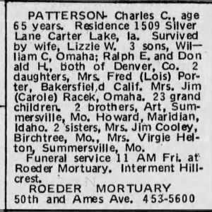 Obituary for Charles C PATTERSON