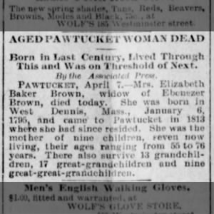 Adge Pawtucket Woman Dead Elizabeth Baker Brown