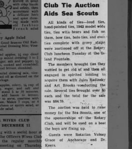 Club Tie Auction Aids Sea Scouts