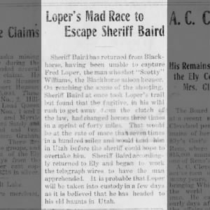 Loper's Mad Race to Escape Sheriff Baird