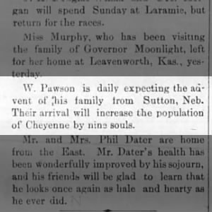 Nebraska to Wyoming
The Cheyenne Daily Leader
Sun, Sep 23, 1888 ·Page 8