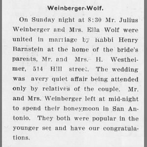 Weinberger-Wolf Wedding Announcement