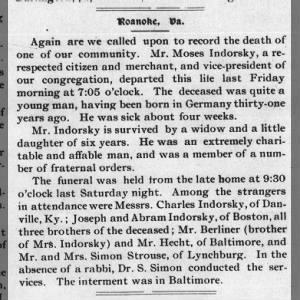 Moses Indorsky obituary