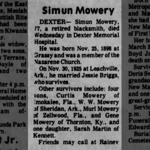 Obituary for Simun Mowery