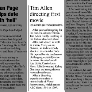 The Hollywood Reporter, "Tim Allen directing first movie."