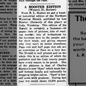 21 Feb 1917 Newspaper article