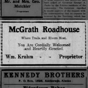 McGrath Roadhouse                                             William Kruhm, Proprietor