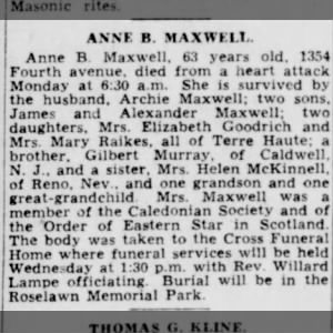 Obituary for ANNE B. MAXWELL