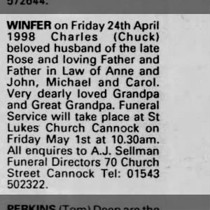 Obituary for Charles WINFER