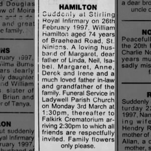 Obituary for William HAMILTON