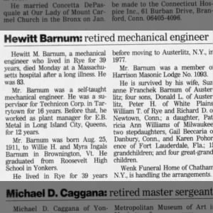 Obituary for Hewitt M Barnum