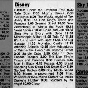 February 3, 1998 Disney Schedule