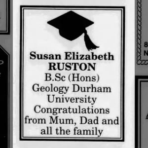Congratulations on degree message in local paper.