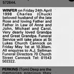 Obituary for Charles WINFER