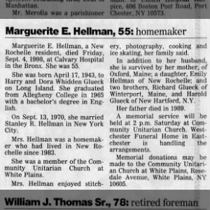 Obituary for Marguerite E Hellman