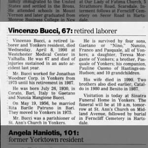 Obituary for Vincenzo Bucci